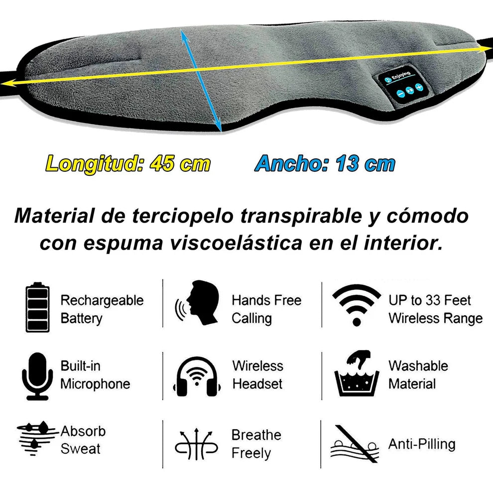 Antifaz par dormír con Bluetooth🎧 Antifaz para Dormir con Bluetooth – Música, Meditación y Oscuridad para un descanso reparador