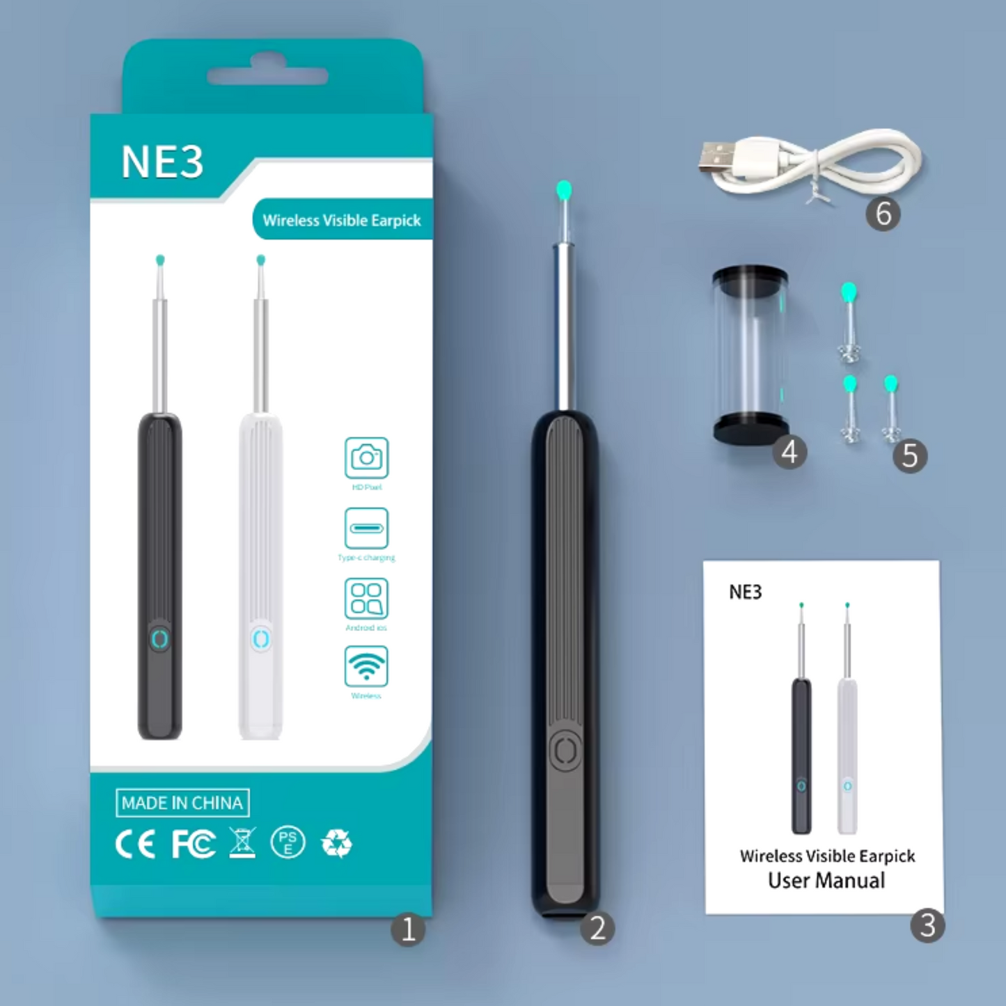 Otoscopio Limpiador Oidos Luz Camara HD